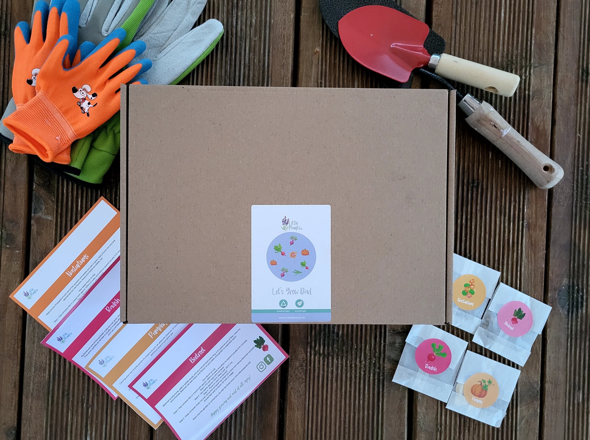 Let's Grow Grandad Father's day seed kit with gloves and trowel for Grandad's and Littleones