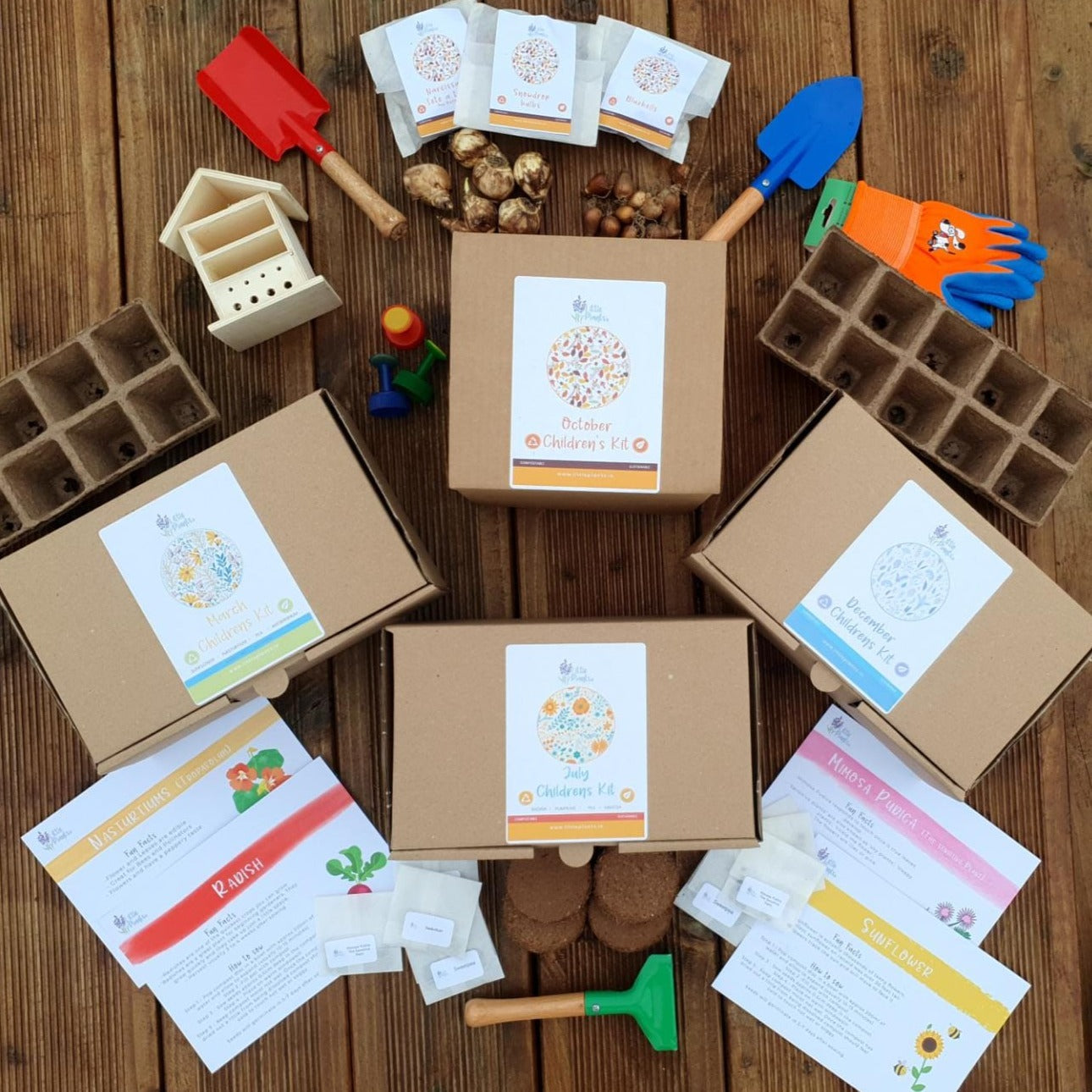 Children's Plastic Free Gardening Subscription Kit Plus Accessory - Monthly for Two Children - Twelve Kits Over 12 Month at only €24.99 per month